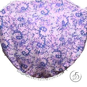 NWT Adore Me Round Beach Blanket Towel with Fringe Pink & Purple